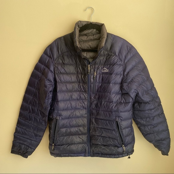 LL Bean Men's Ultralight 850 Down Jacket Large good used condition navy blue - Picture 2 of 13